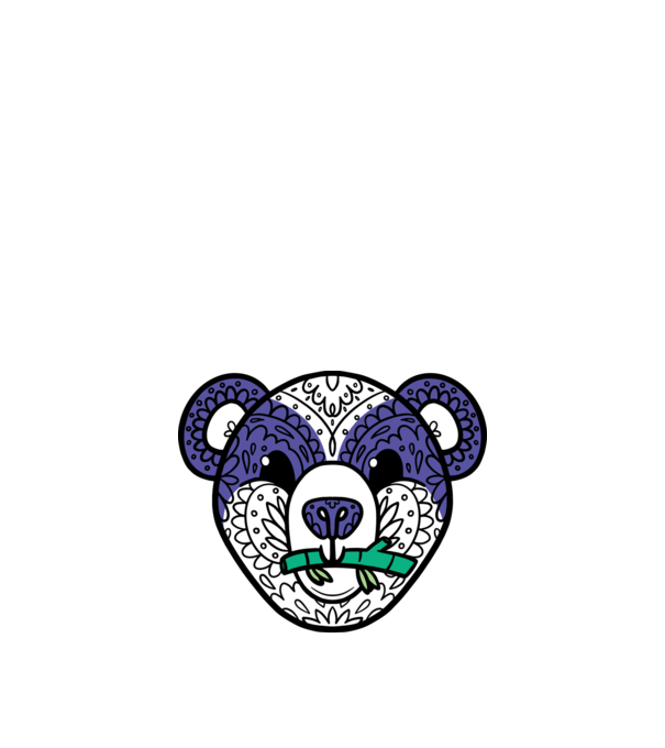 Mandala Panda model nisipiu pe tricou