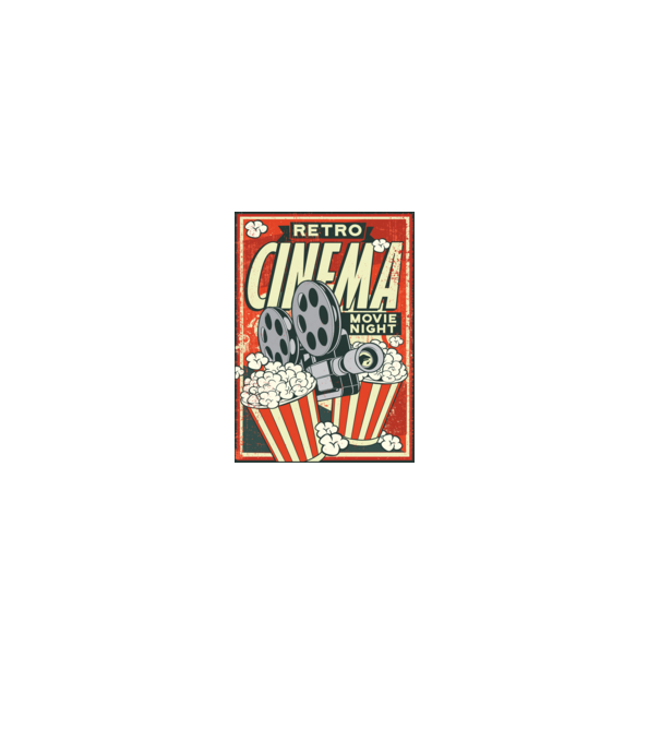 Afiș cinema retro model gri pe tricou