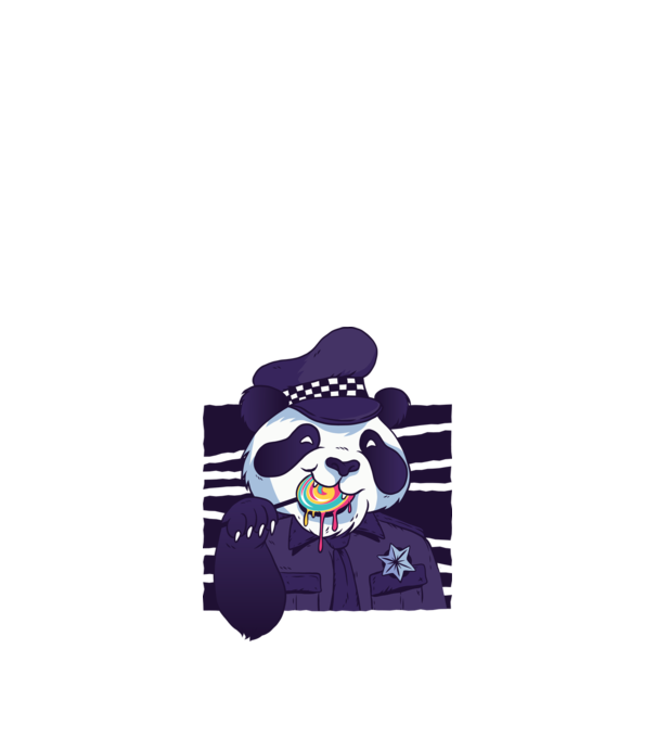 Panda polițist cu acadea model nisipiu pe tricou