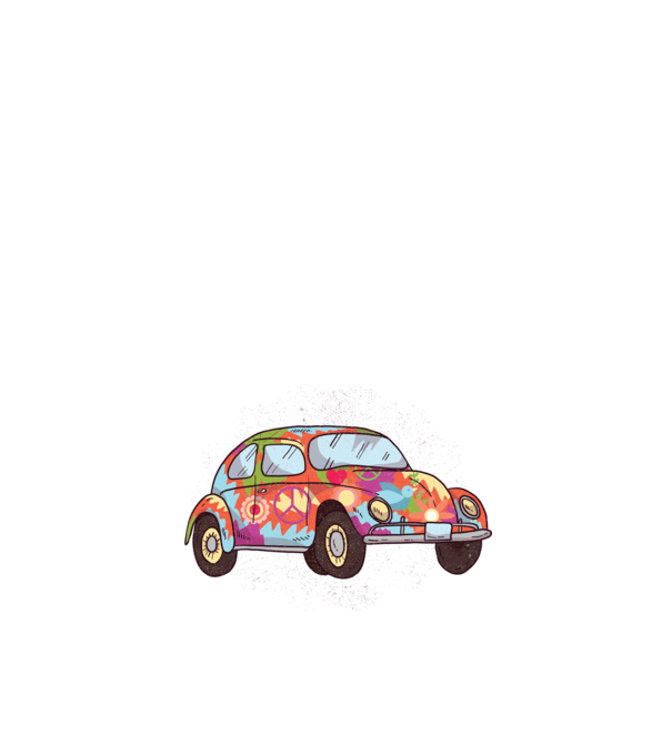 Hippy Beetle Volkswagen model nisipiu pe tricou