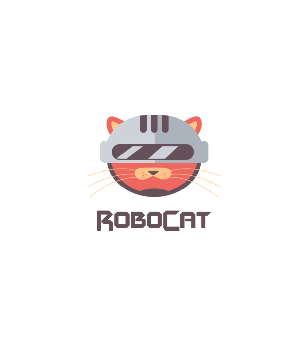 Robocat model negru pe tricou