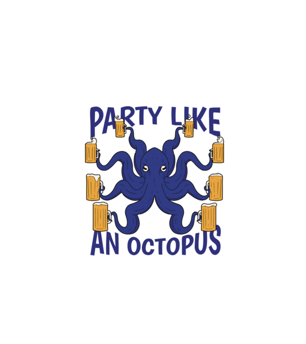 Party Like An Octopus model turcoaz pe tricou