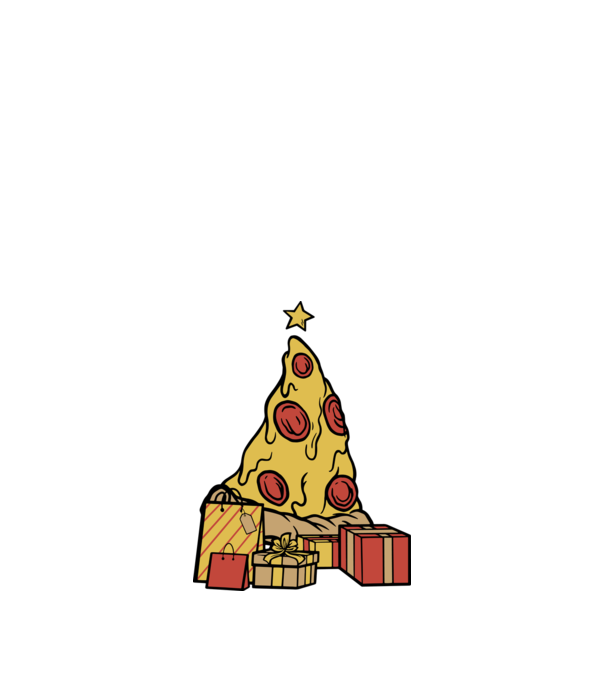 Pizza pom de Crăciun model albastru închis pe tricou