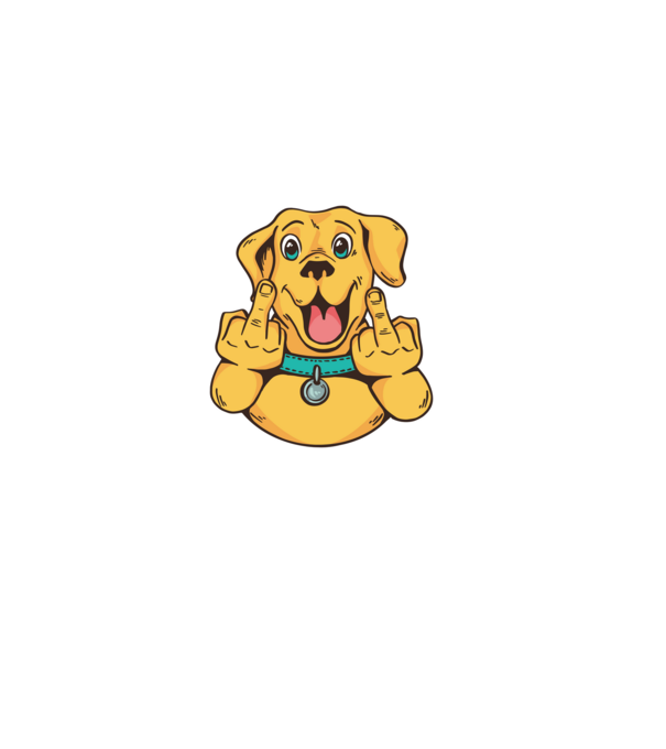 Golden Retriever arată degetul model negru pe tricou