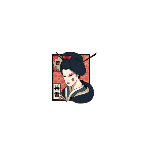 Geisha Japonia model alb/roșu pe tricou