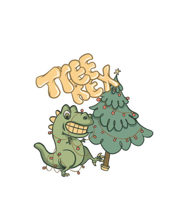 T-rex de Crăciun model alb pe tricou