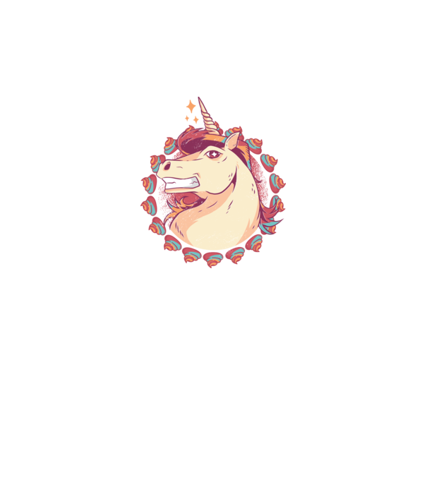 Unicorn Mullet model alb pe tricou