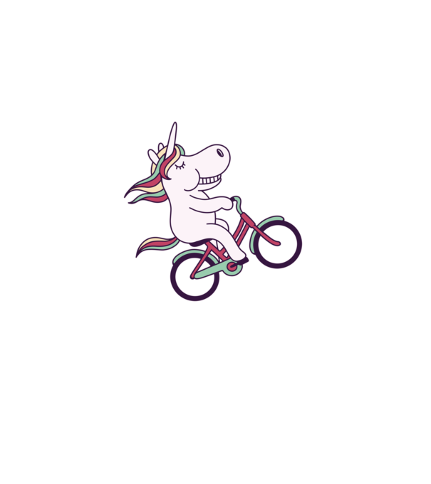 unicorn cu bicicletă model alb pe tricou