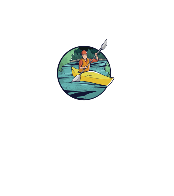 Caiac-canoe model turcoaz pe tricou