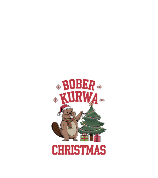 Bober Kurwa Christmas 3 model alb pe tricou