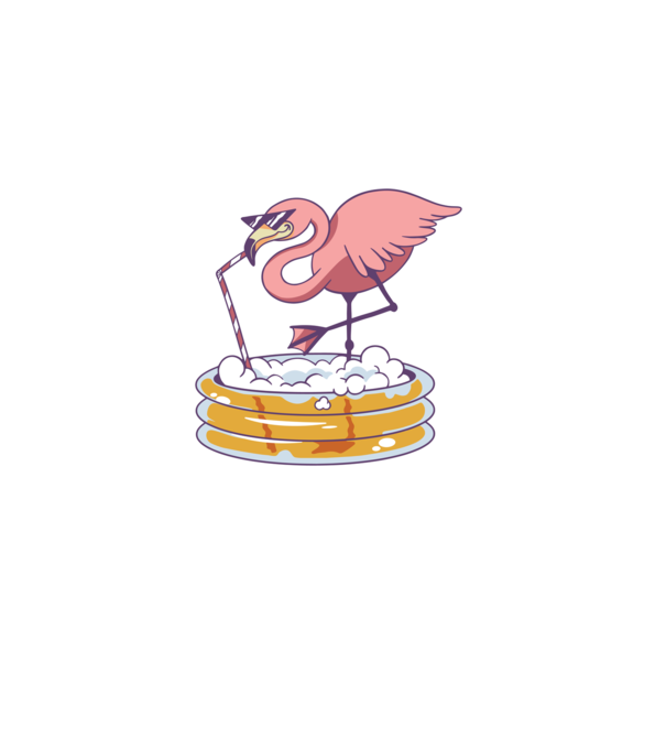 Flamingo cu bere model alb pe tricou