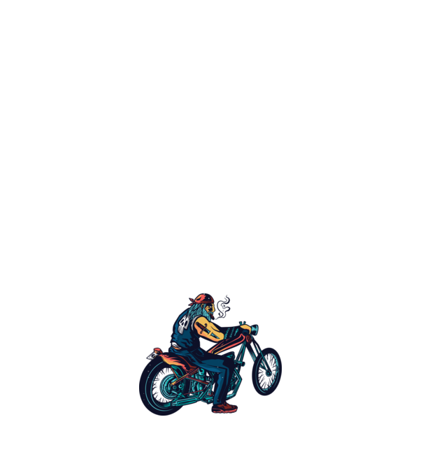 Motociclist Chopper model negru pe tricou