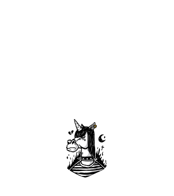Emo unicorn model negru pe tricou