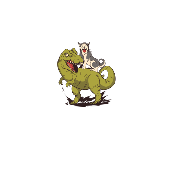 Dinozaur Husky model gri pe tricou