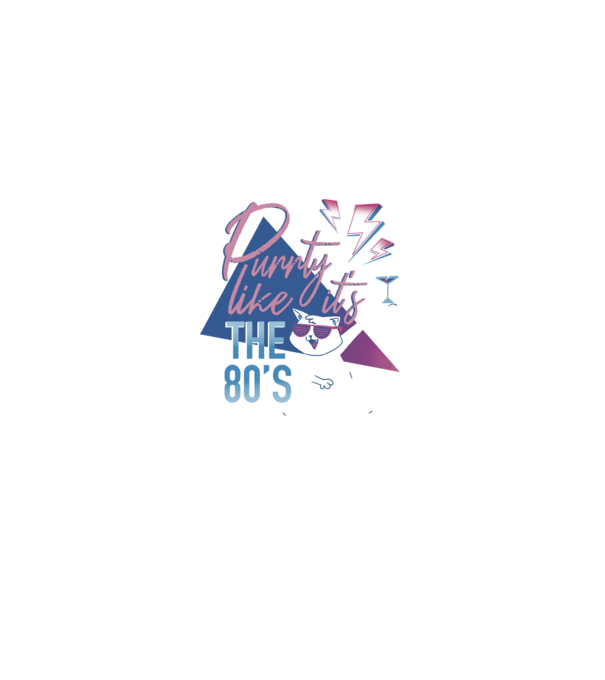 'Purrty Like it''s the 80''s' model negru pe tricou