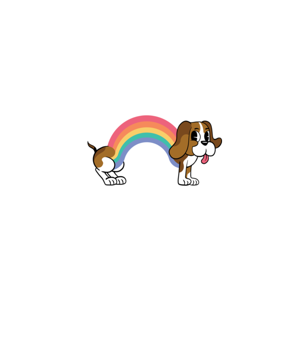 Beagle curcubeu model alb pe tricou