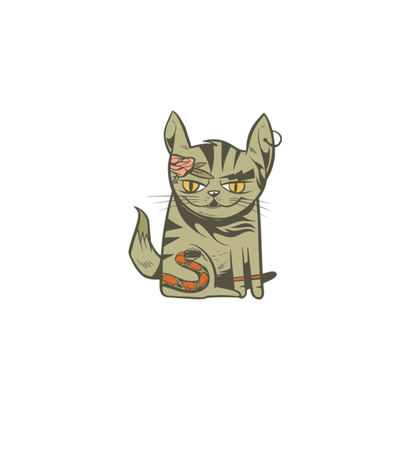 Pisoi tatuat model alb pe tricou