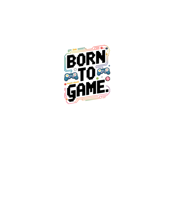 Born to Game Pixel Alb model alb pe tricou