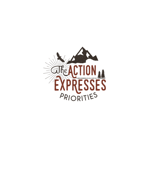 The action expresses priorities model alb pe tricou