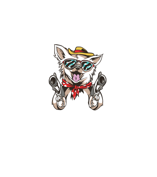 Chihuahua cu Pistol model alb pe tricou