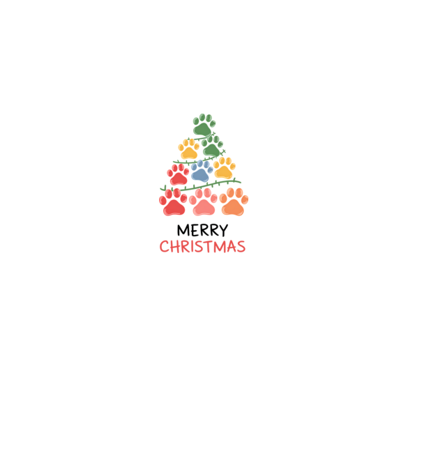 Merry Christmas Paws Alb model roz deschis pe tricou