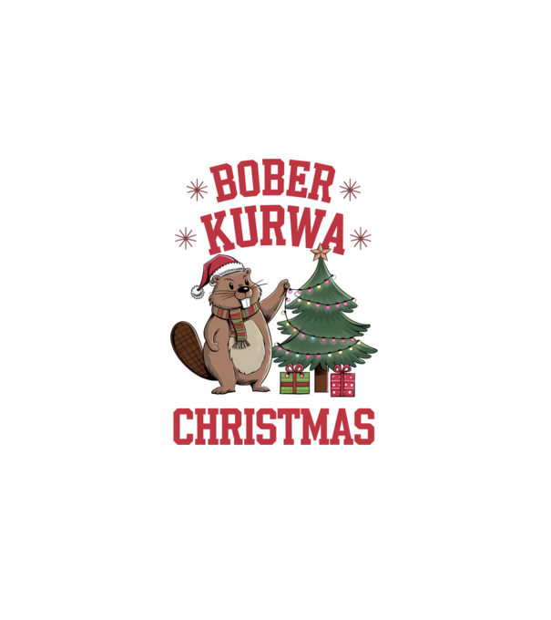 Bober Kurwa Christmas 3 model alb pe tricou