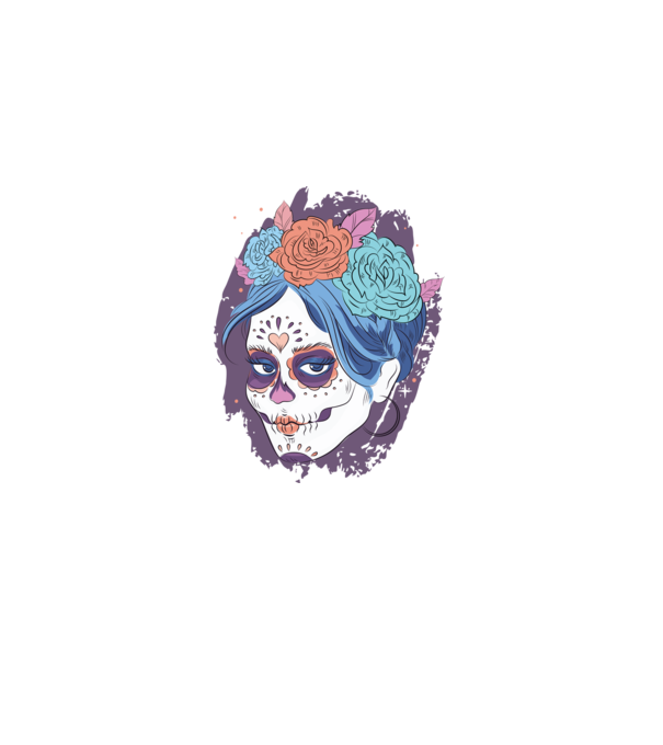 Dia de Los Muertos - Craniu cu flori model mov pe tricou