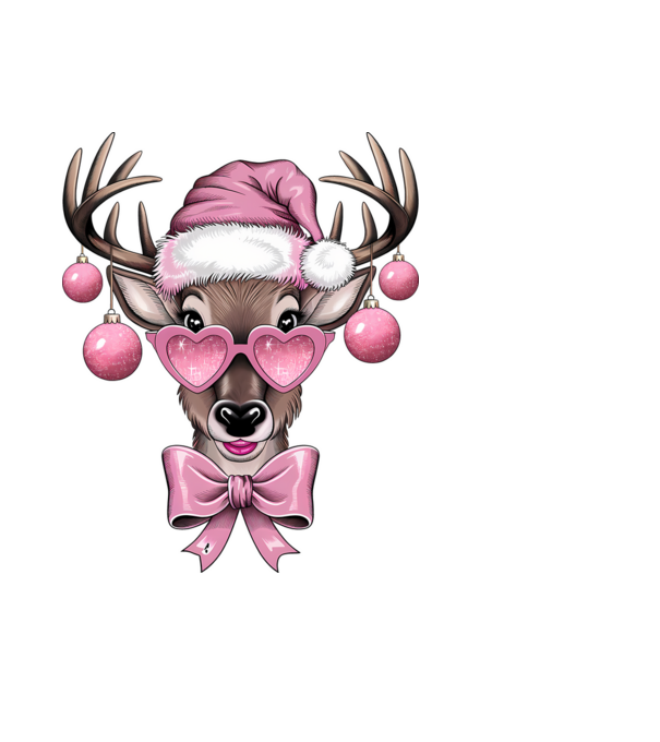 Pink Xmas Reindeer model albastru deschis pe tricou