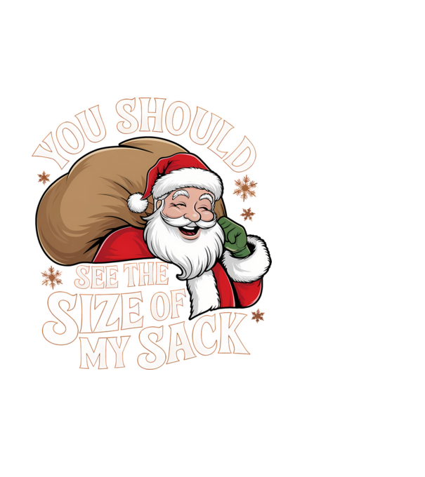 You Should See The Size Of My Sack Santa model alb pe tricou