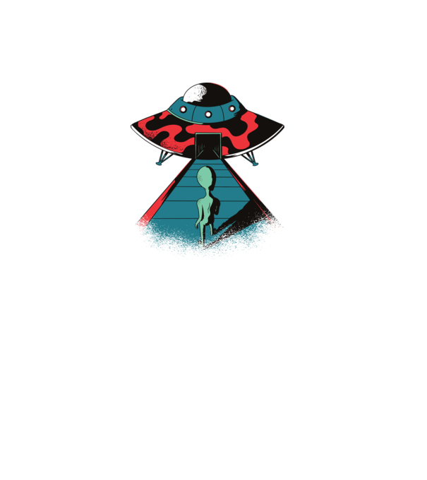 Alien Ufo model negru pe tricou