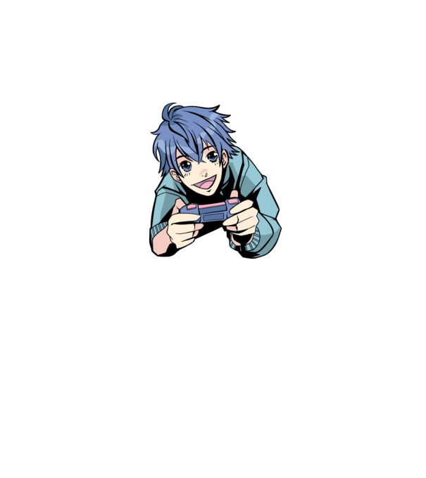 Anime băiat Gamer model alb pe tricou
