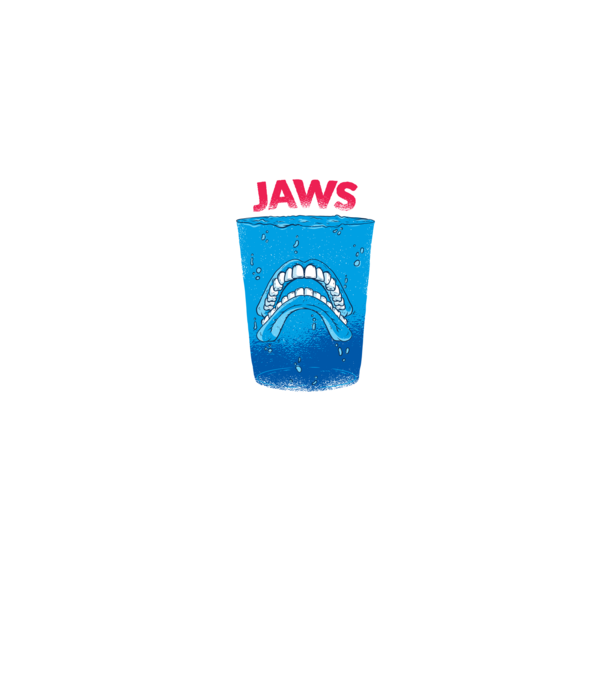 Jaws dinți tricou parodie model albastru jeanși pe tricou