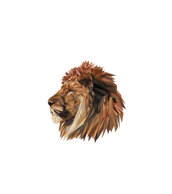 lion polygon model gri pe tricou