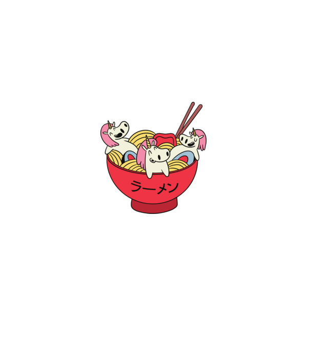 Unicorn Ramen model gri pe tricou