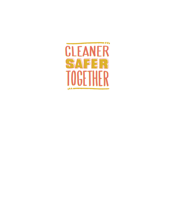 Cleaner Safer Together model alb pe tricou