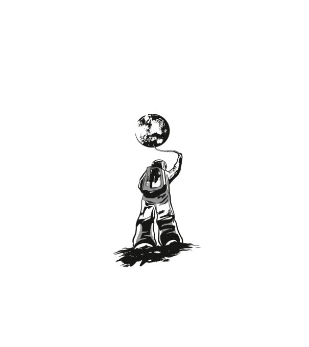 Astronaut Lună model negru pe tricou
