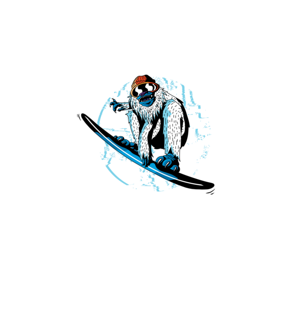 Yeti Snowboarder model alb pe tricou