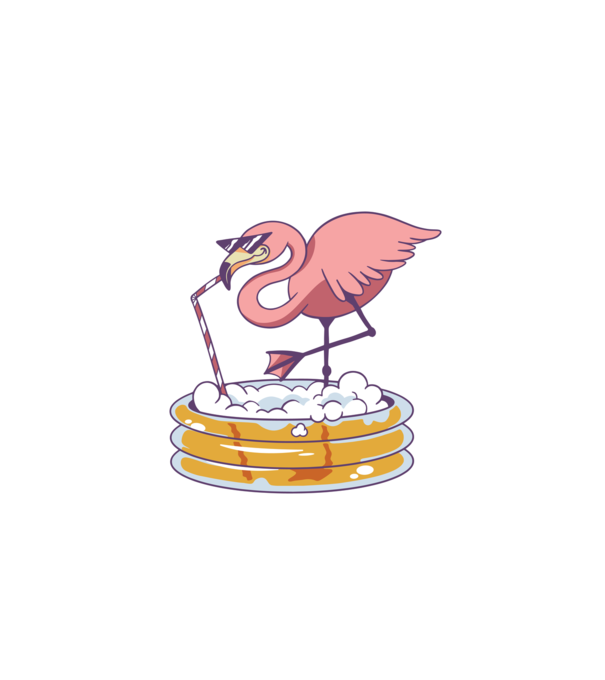 Flamingo cu bere model alb pe tricou