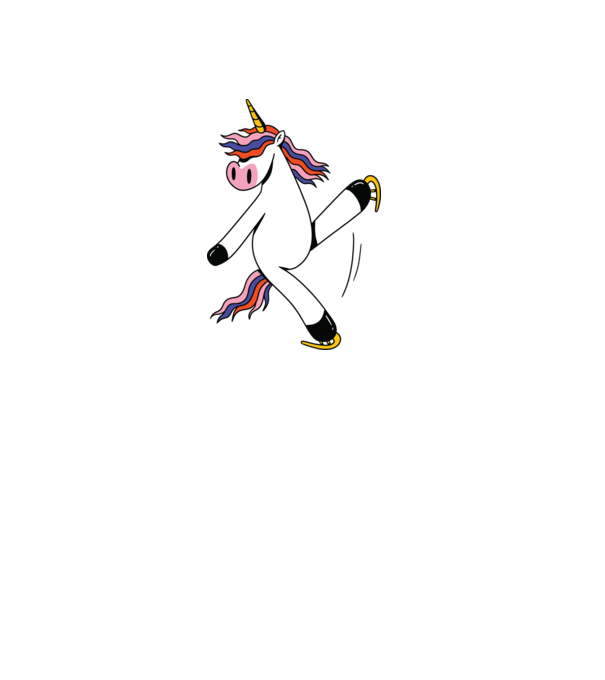 Unicorn cu Patine model roz deschis pe tricou
