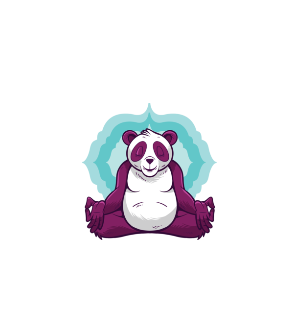 Panda Meditație model alb pe tricou