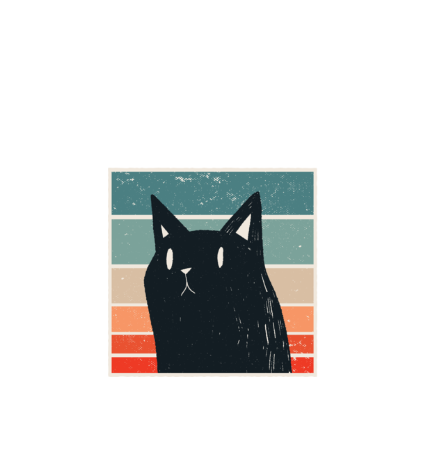 Pisică retro model negru pe tricou