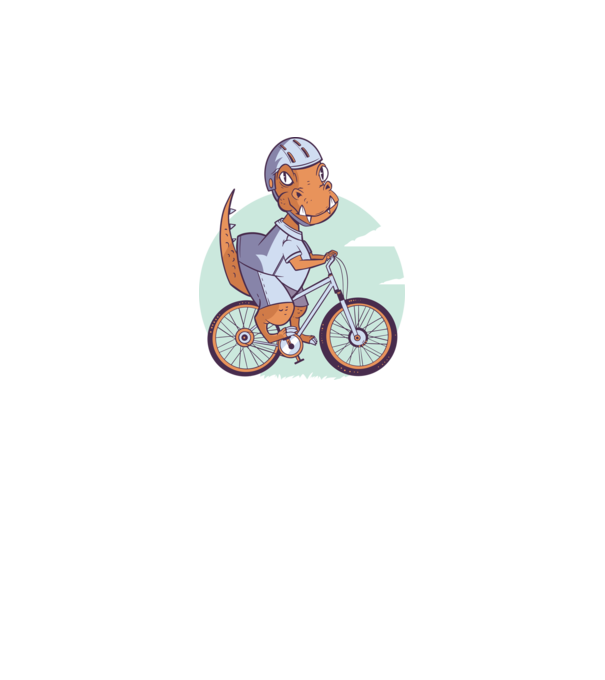 Dinozaur de T-Rex cu bicicletă model gri pe tricou