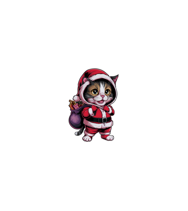 Santa Cat model negru pe tricou