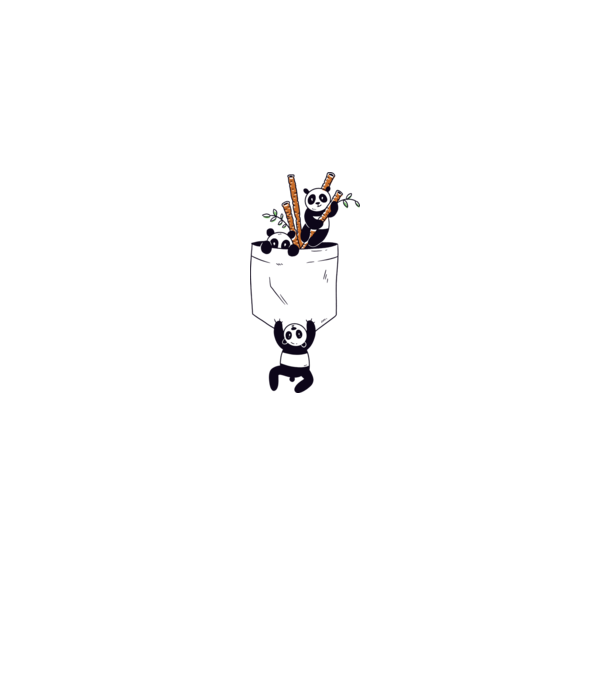Panda de buzunar model gri pe tricou