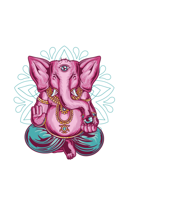 Elefant făcând meditație Dharma model negru pe tricou
