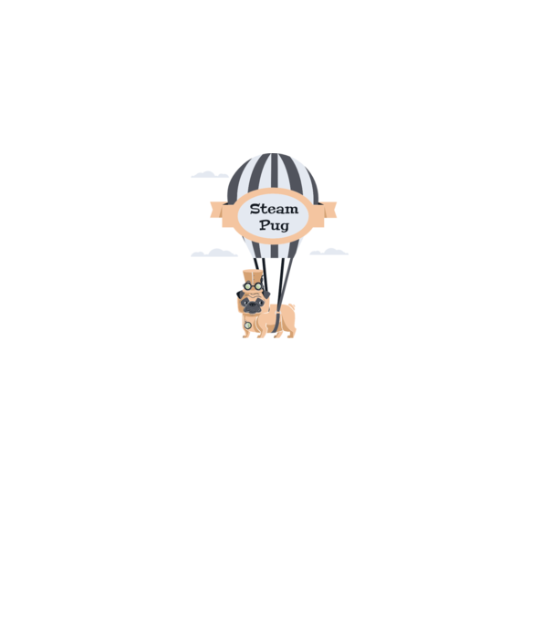 Steampug - mops model gri pe tricou