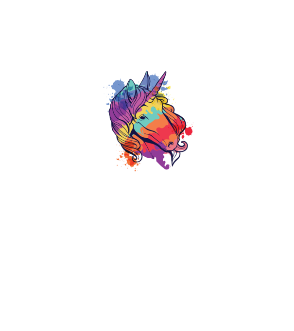Curcubeu colorat Unicorn tricou model alb pe tricou