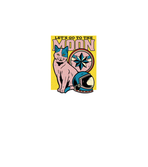 To the moon Pisică model negru pe tricou