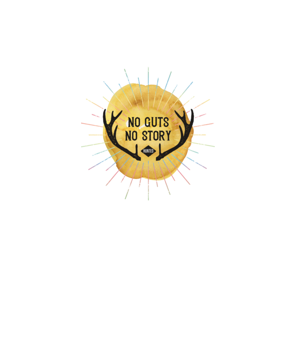 No guts no stories model alb pe tricou