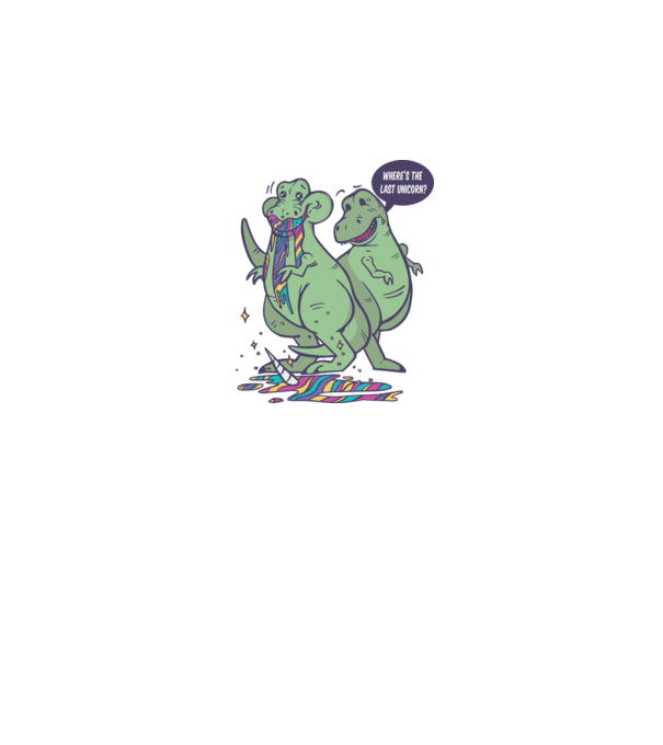 T-rex a mâncat unicornul model alb pe tricou